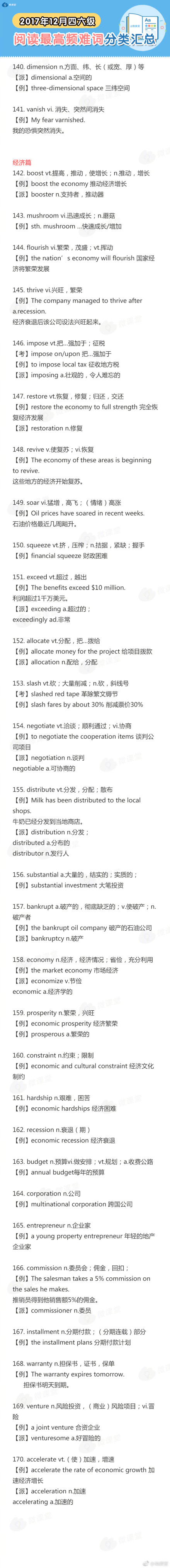 干貨：四六級閱讀最高頻難詞分類匯總